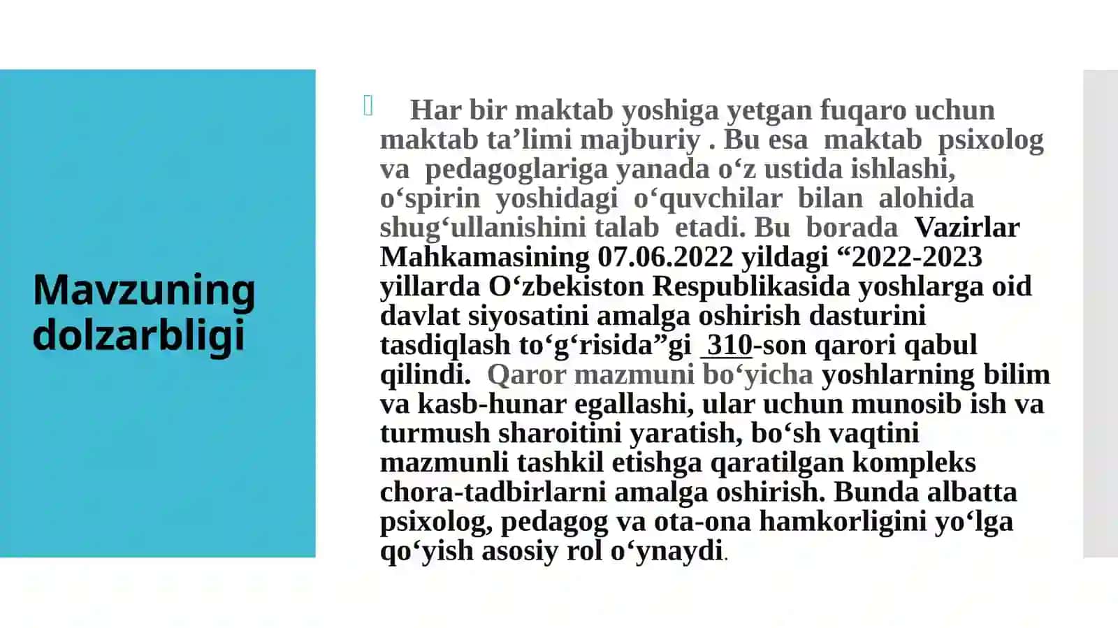 Qiyin hayotiy vaziyatlarga tushib qolgan o’spirinlarga psixologik maslahat berish 2