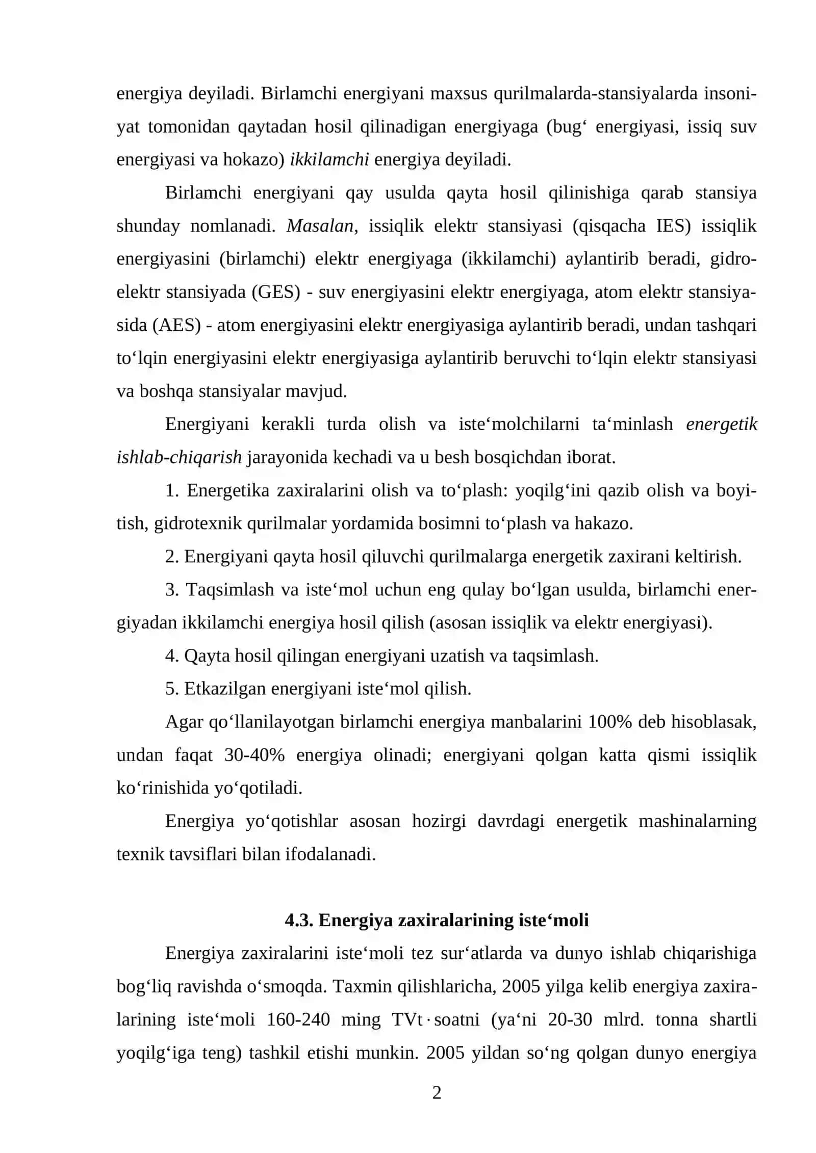 ENERGETIKA ZAXIRALARIDAN FOYDALANISH JARAYONLARI 2