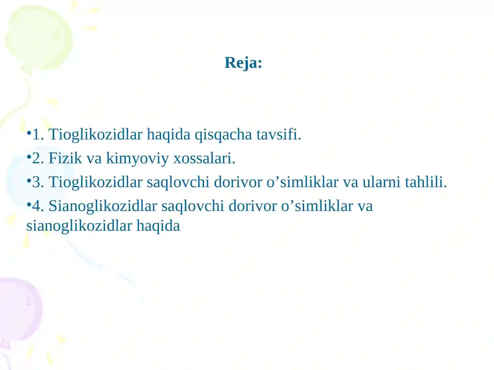 Tioglikozidlar va sianoglikozidlar 2