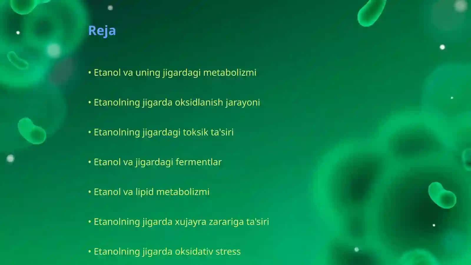 Etanolning jigardagi metabolizmi va biokimyoviy vazifalari 2