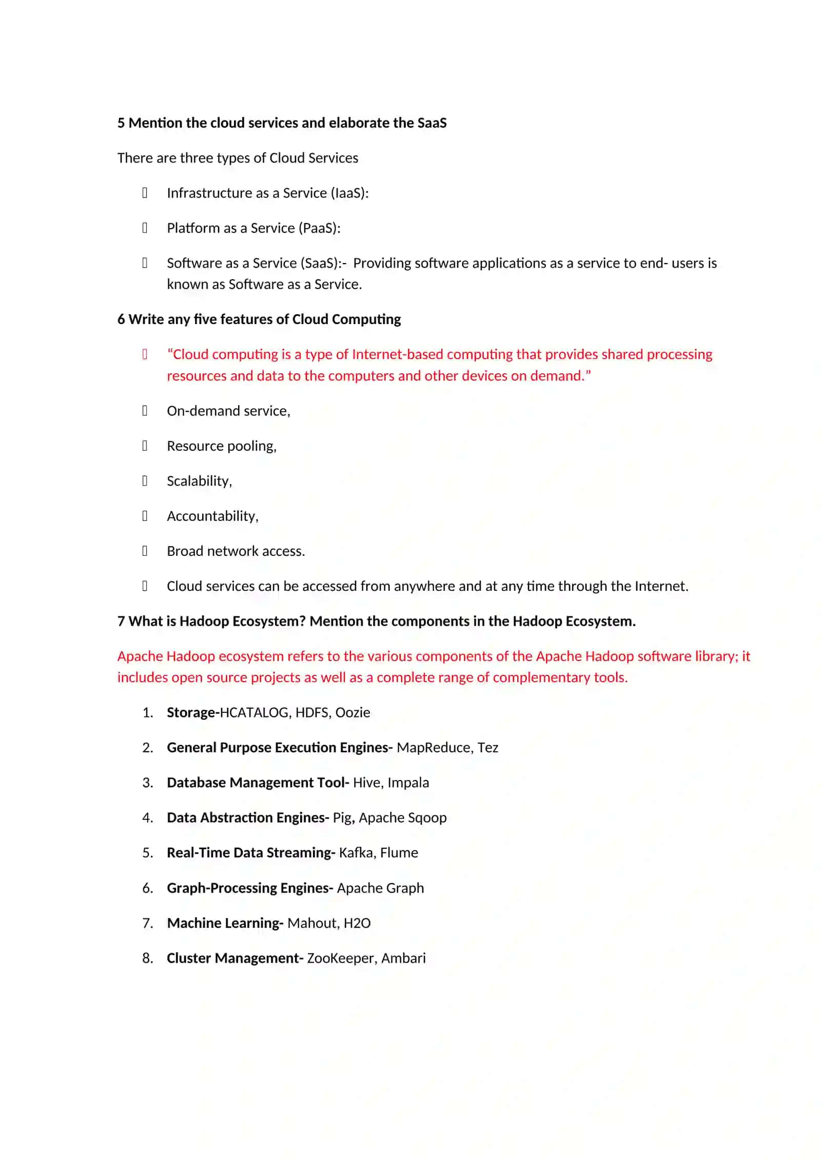 BDA Important questions for regular exam 2