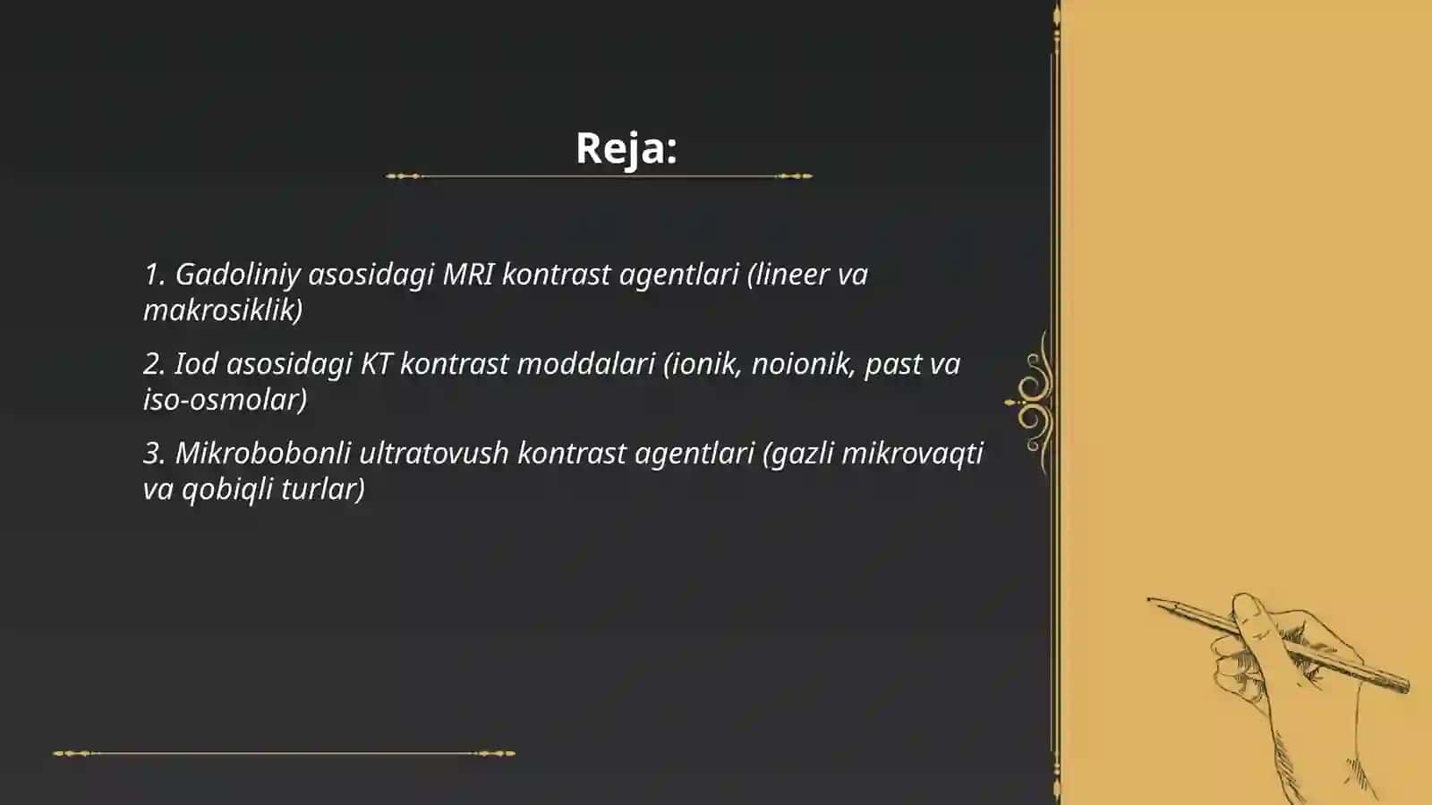 Gadoliniy asosidagi MRI kontrast agentlari (lineer va makrosiklik) 2