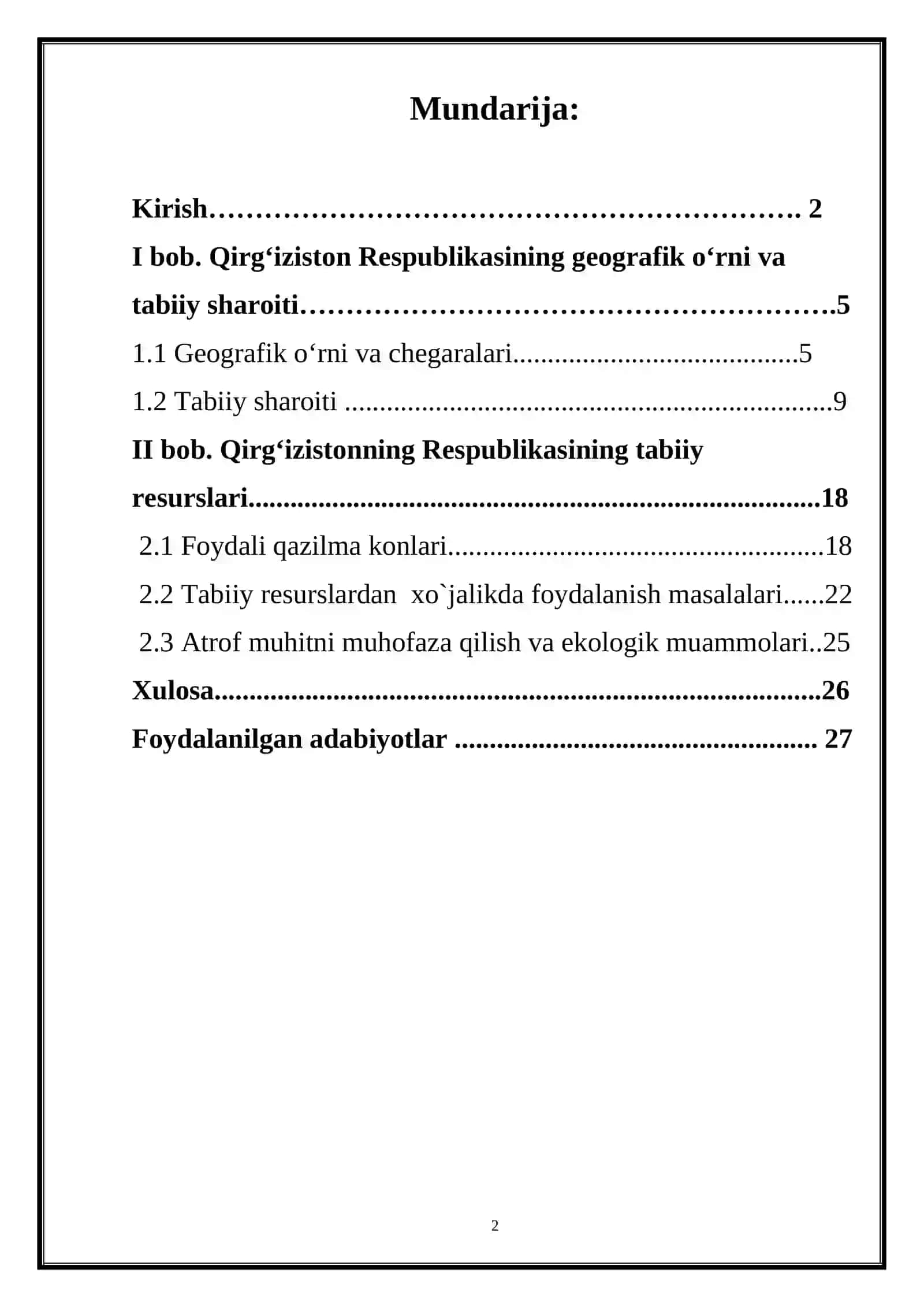 Qirgʻiziston kurs ishi 2