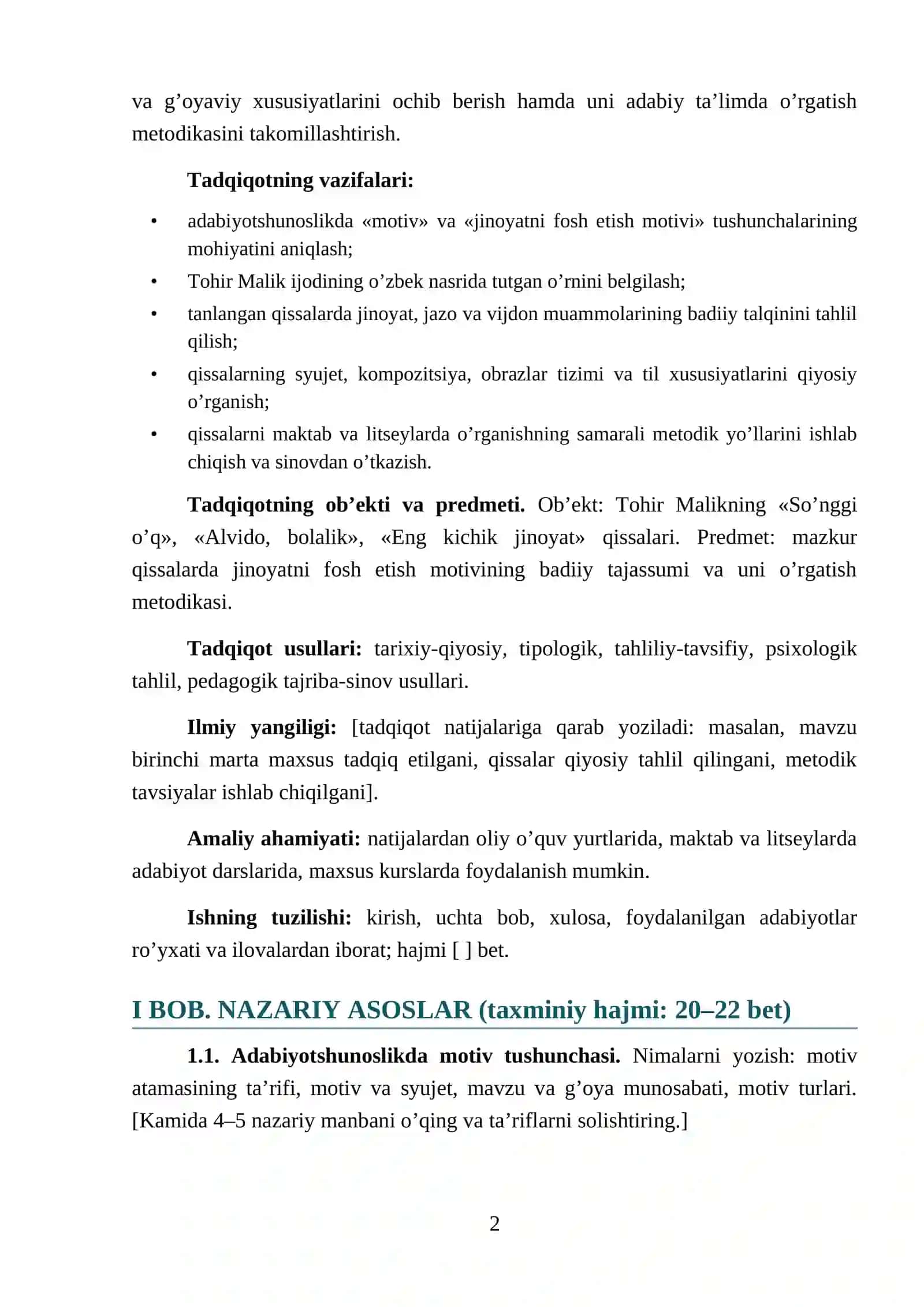 DISSERTATSIYA ISHI LOYIHASI 2