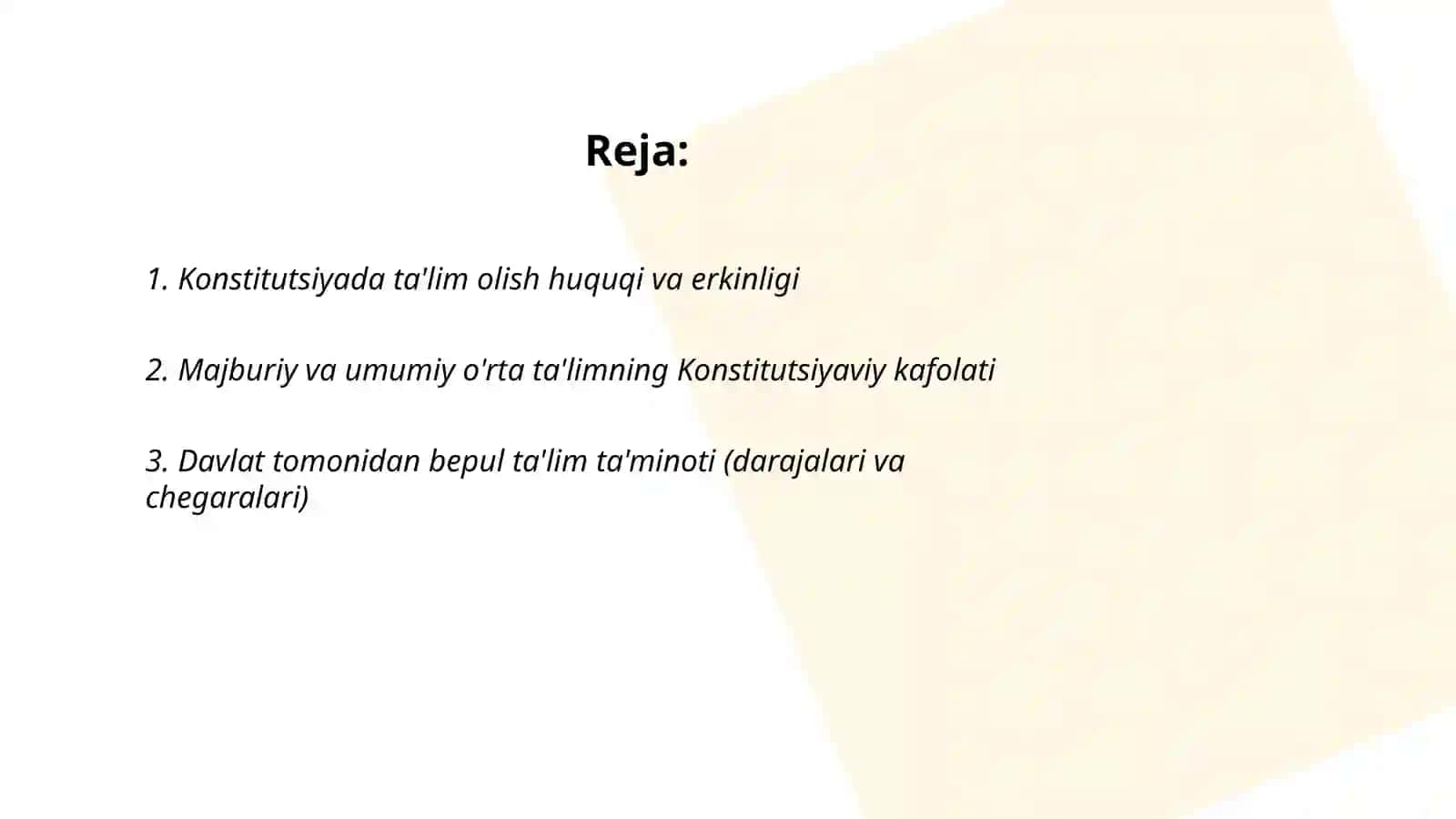O'zbekiston Respublikasi Konstitutsiasidagi ta'lim haqida 2