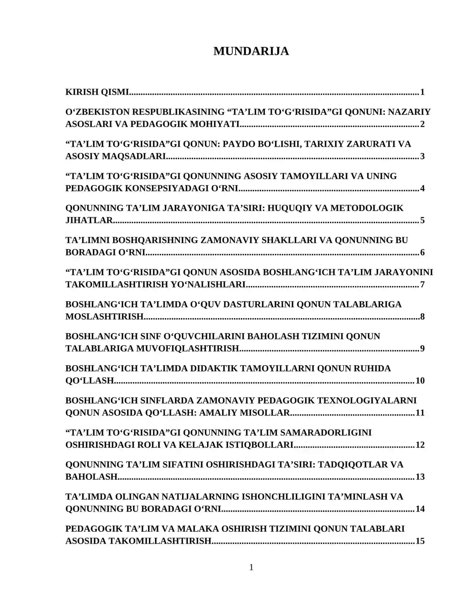 Ta’limda “Ta’lim toʻgʻrisida”gi qonunmetodologik asos sifatida 2