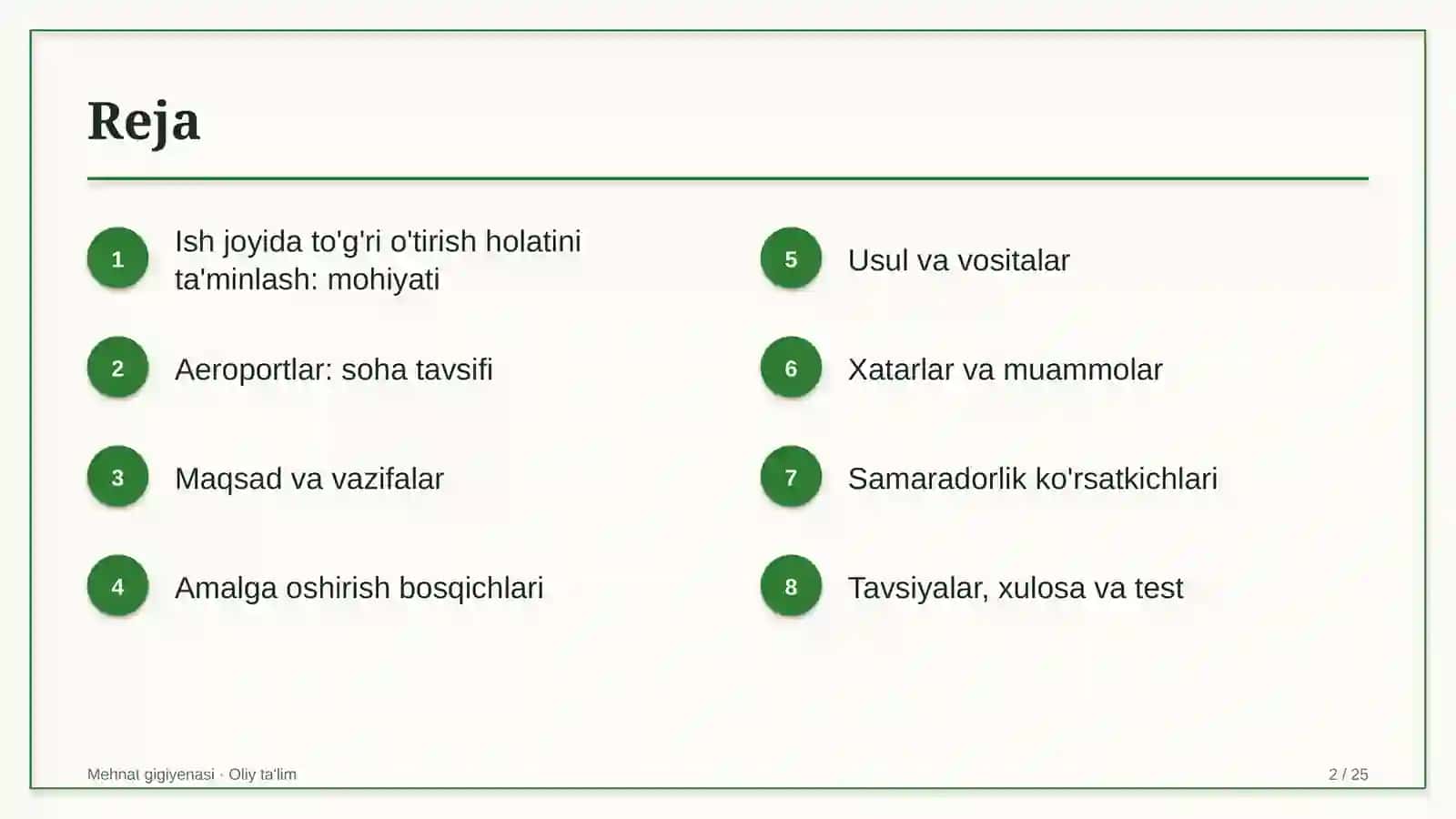 Aeroportlarda ish joyida to'g'ri o'tirish holatini ta'minlash 2