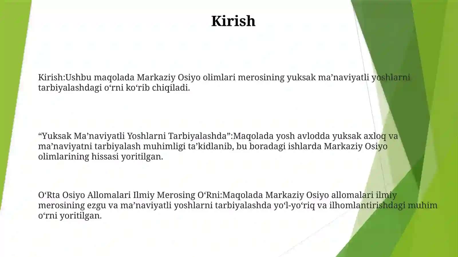 Yuksak Ma'Naviyatli Yoshlarni Tarbiyalashda O'Rta Osiyo Allomalari IlmiyMerosiningO'Rni 2