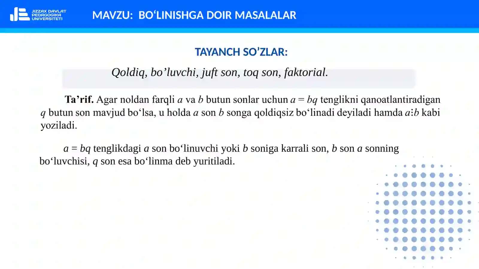 BO‘LINISHGA DOIR MASALALAR 2