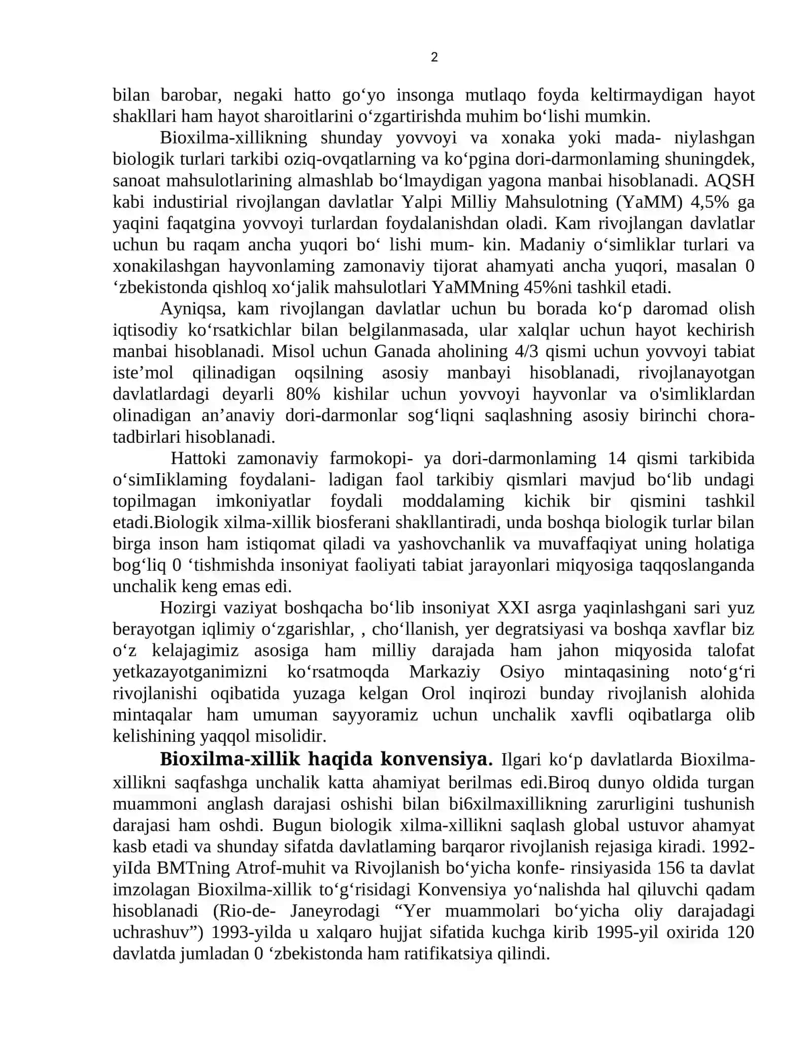 Bioxilma - xillik tushunchasi va uning atrof - muhit muhofazasidagi o‘rni 2
