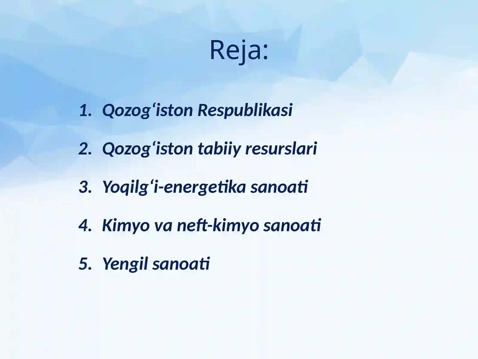 Qozog‘iston Respublikasi. 9-sinf geografiya fanidan dars ishlanma. 2