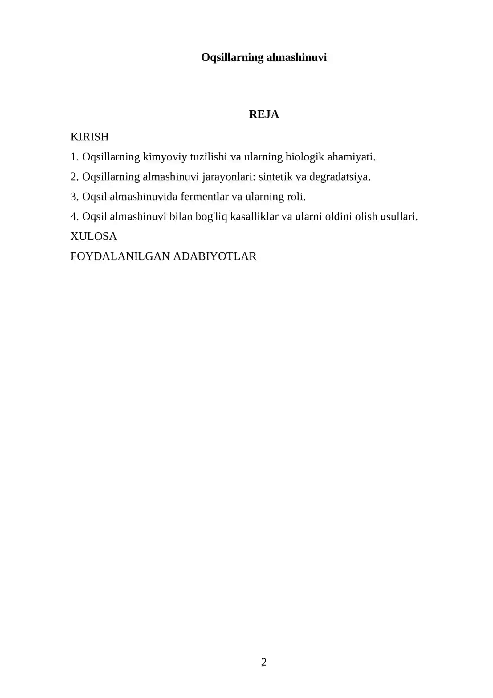 Oqsillarning almashinuvi 2