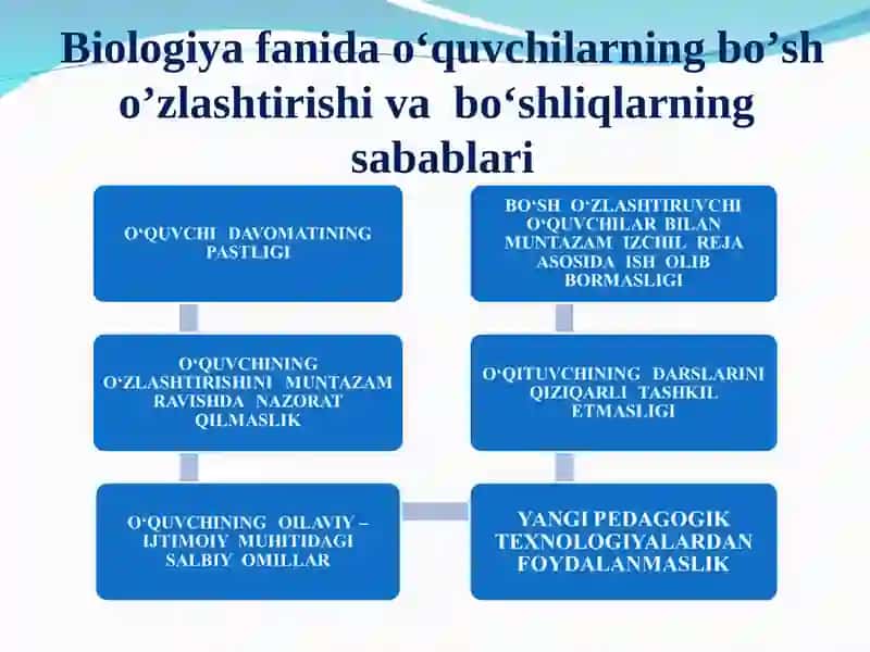 Biologiya darslarida bo‘sh o‘zlashtiruvchi o‘quvchilarning qobiliyatini rivojlantirish va bo’shliq mavzularni to’ldirishga qaratilgan usullar. 2