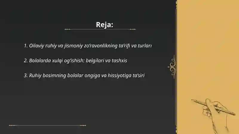 Oilada bolaga ruhiy va jismoniy tayziq – xulqi og‘ishishning omili sifatida 2