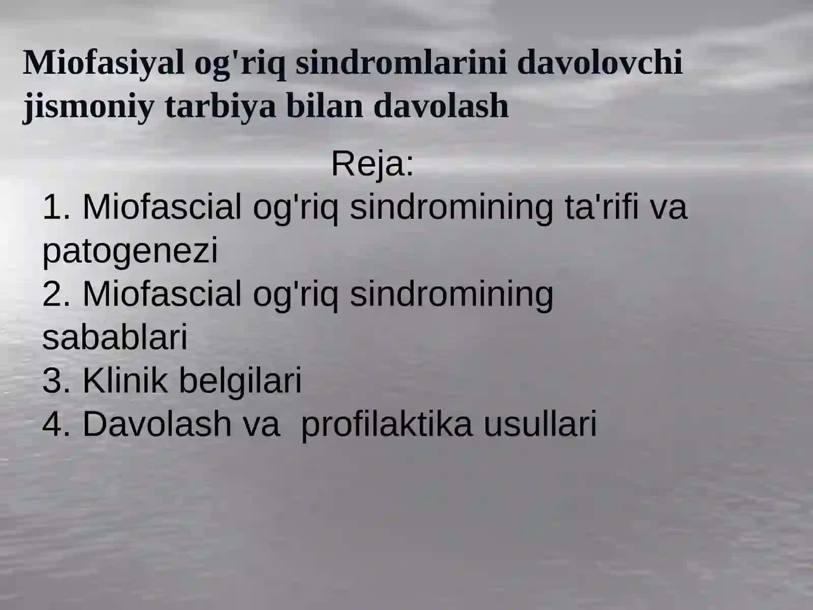 Miofasial ogʻriq sindromlarini fizioterapiya bilan davolash boʻyicha qisqa kurs: taʼrifi, sabablari, 2