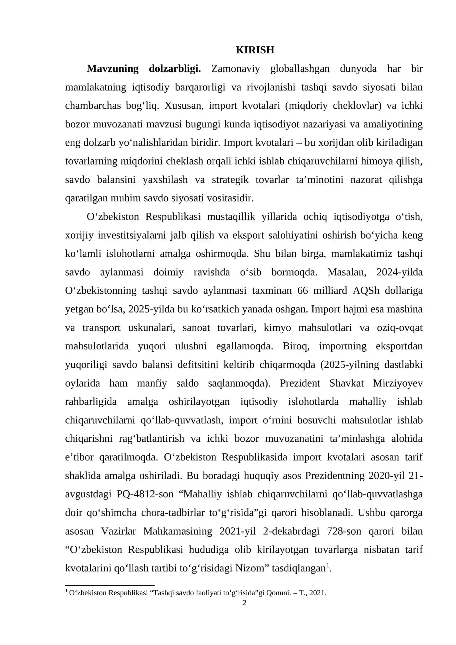 IMPORT KVOTALARINING NAZARIY ASOSLARI VA TURLARI 2