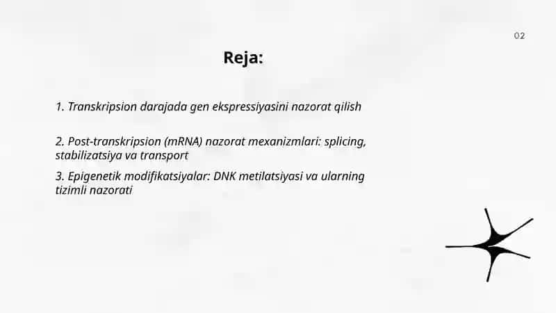 Transkripsion darajada gen ekspressiyasini nazorat qilish 2