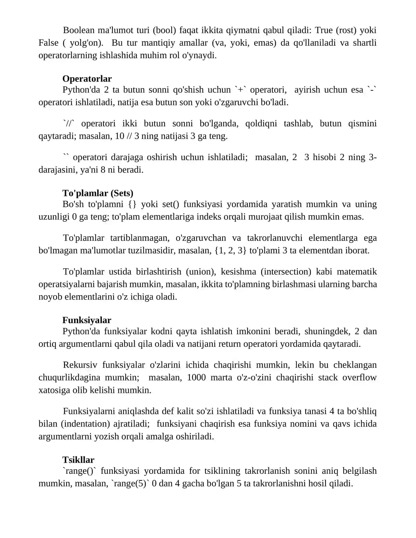 Boshlang'ich phyton mavzulari 2