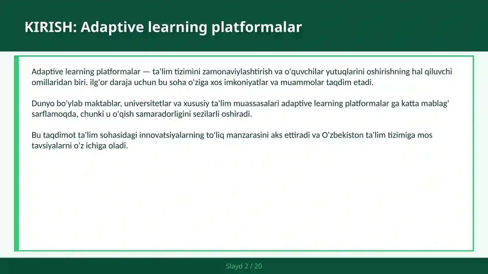 Adaptive learning platformalar 2