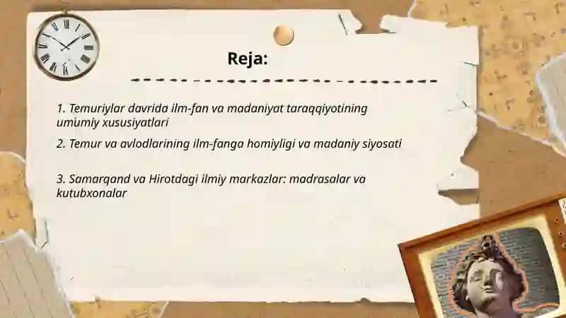 Temuriylar hukmdor davrida ilm fan va madaniyat taraqqiyoti 2