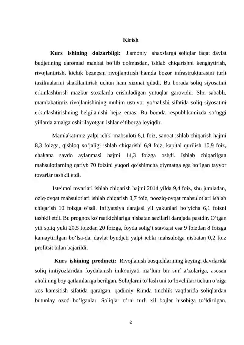 Jismoniy shaxslardan olinadigan mol-mulk solig’ining stavkalari va imtiyozlari 2
