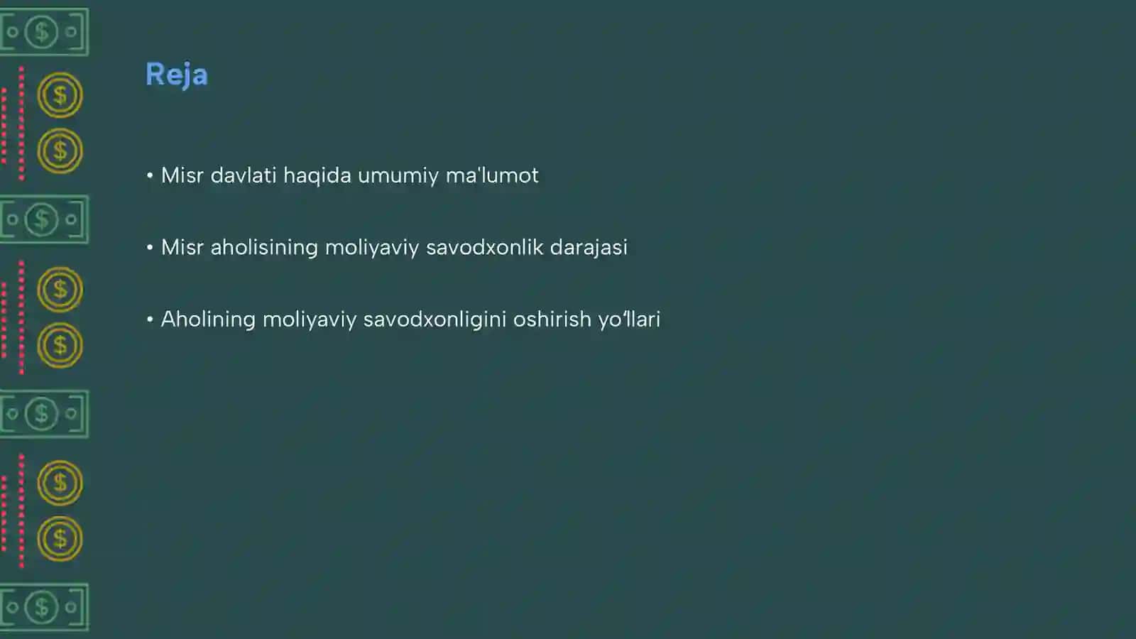 Misr aholisining moliyaviy savodxonligi 2