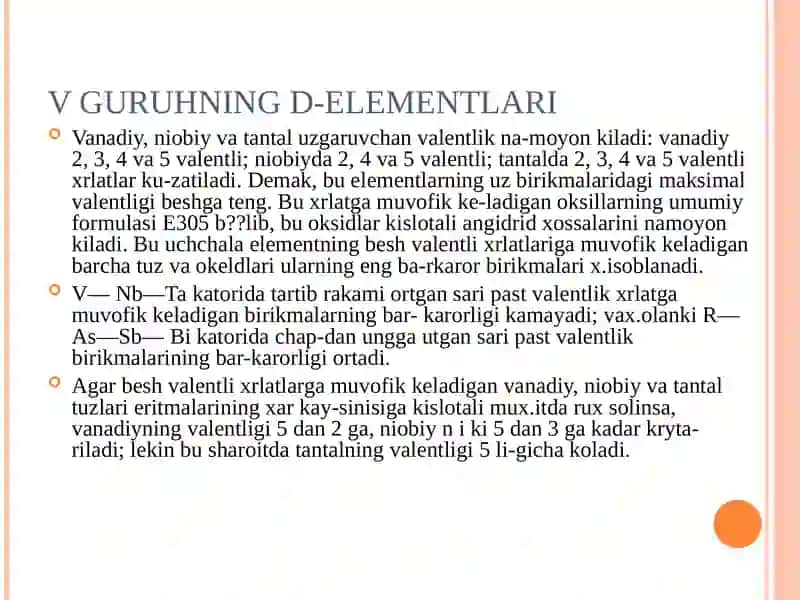 V guruhning d-elementlari 2