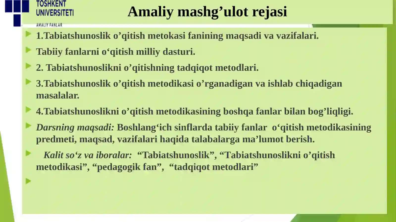Boshlang‘ich sinfda tabiiy fanlarni o‘qitish asoslari 2
