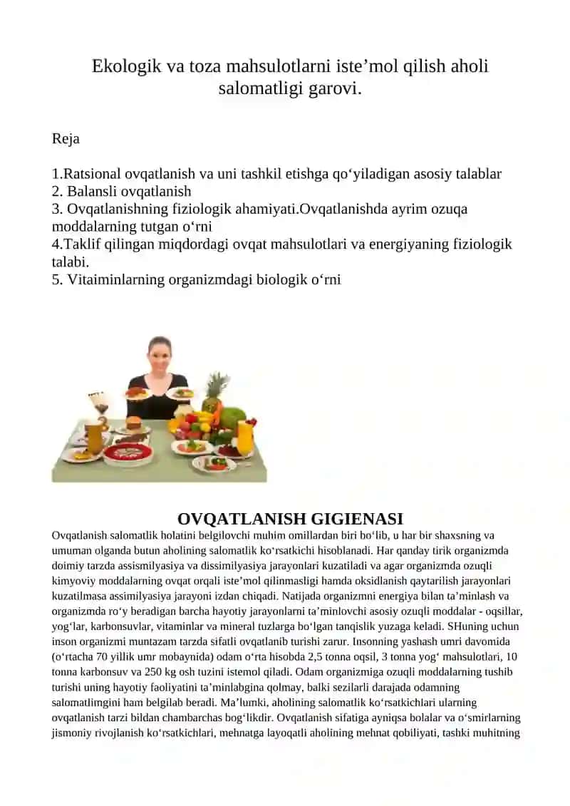 Ekologik va toza mahsulotlarni iste’mol qilish aholi salomatligi garovi 2