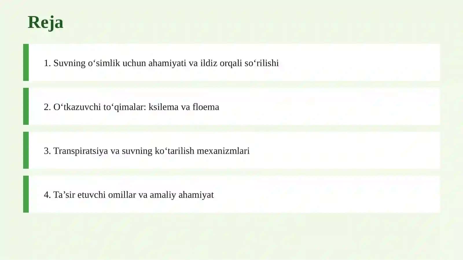 O‘SIMLIKLARDA SUV VA MINERAL MODDALARNING HARAKATLANISHI 2
