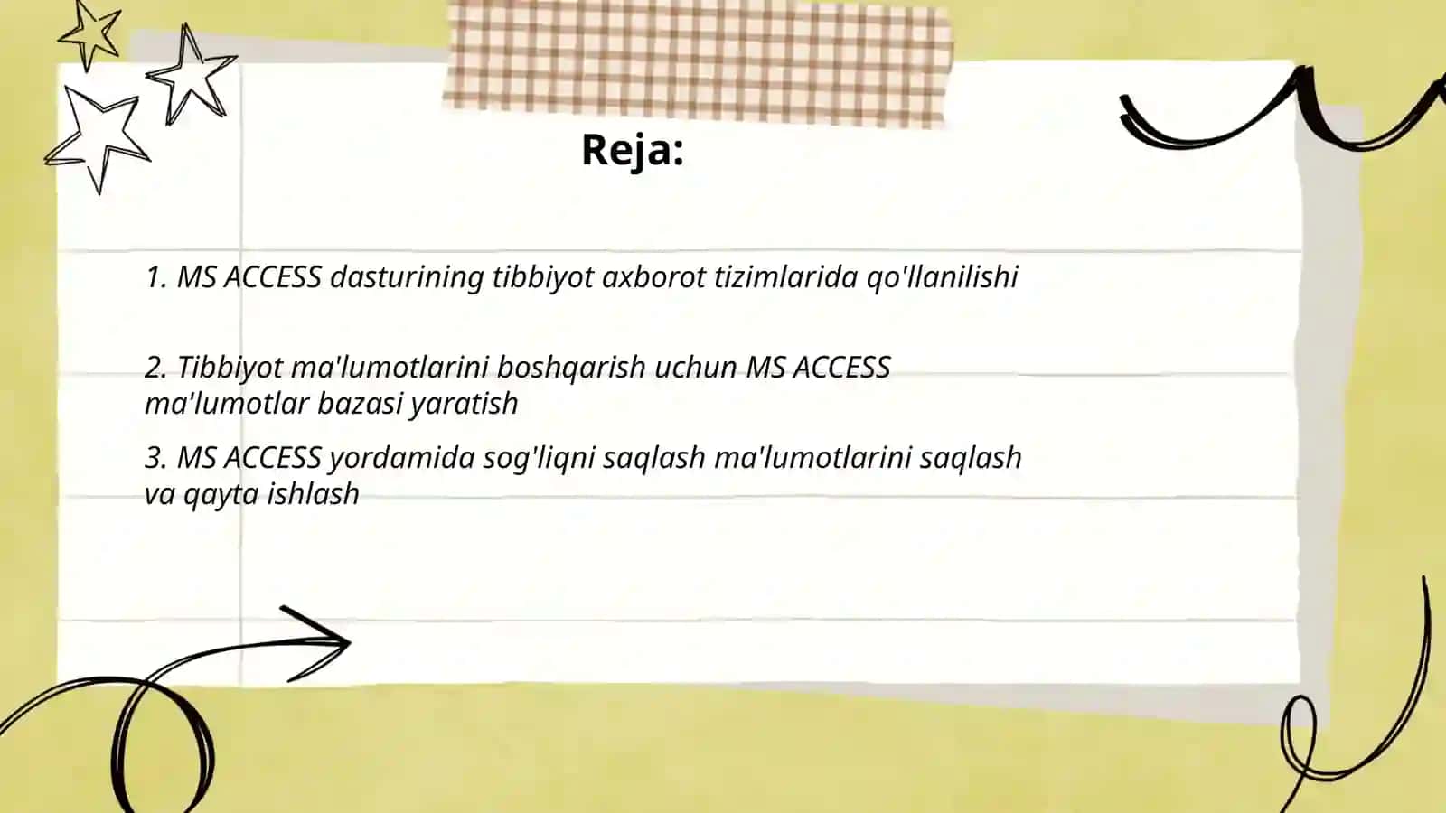 Tibbiyot axborot tizimiga MS ACCESS dasturiy taminotdan foydalanish 2