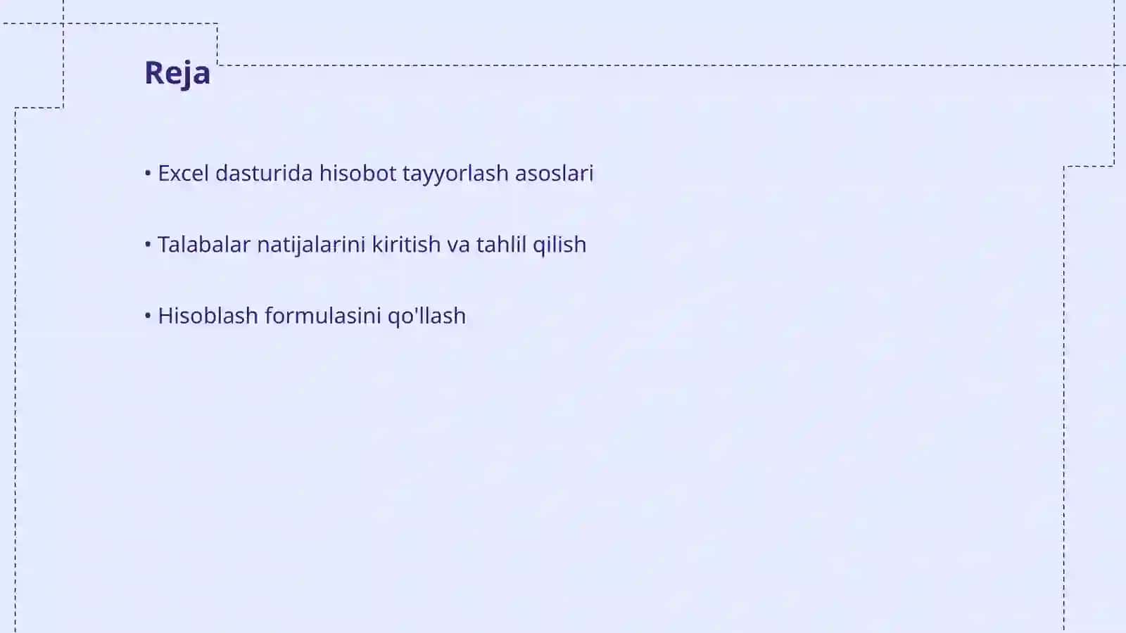 Excel dasturida hisobot tayyorlash 2