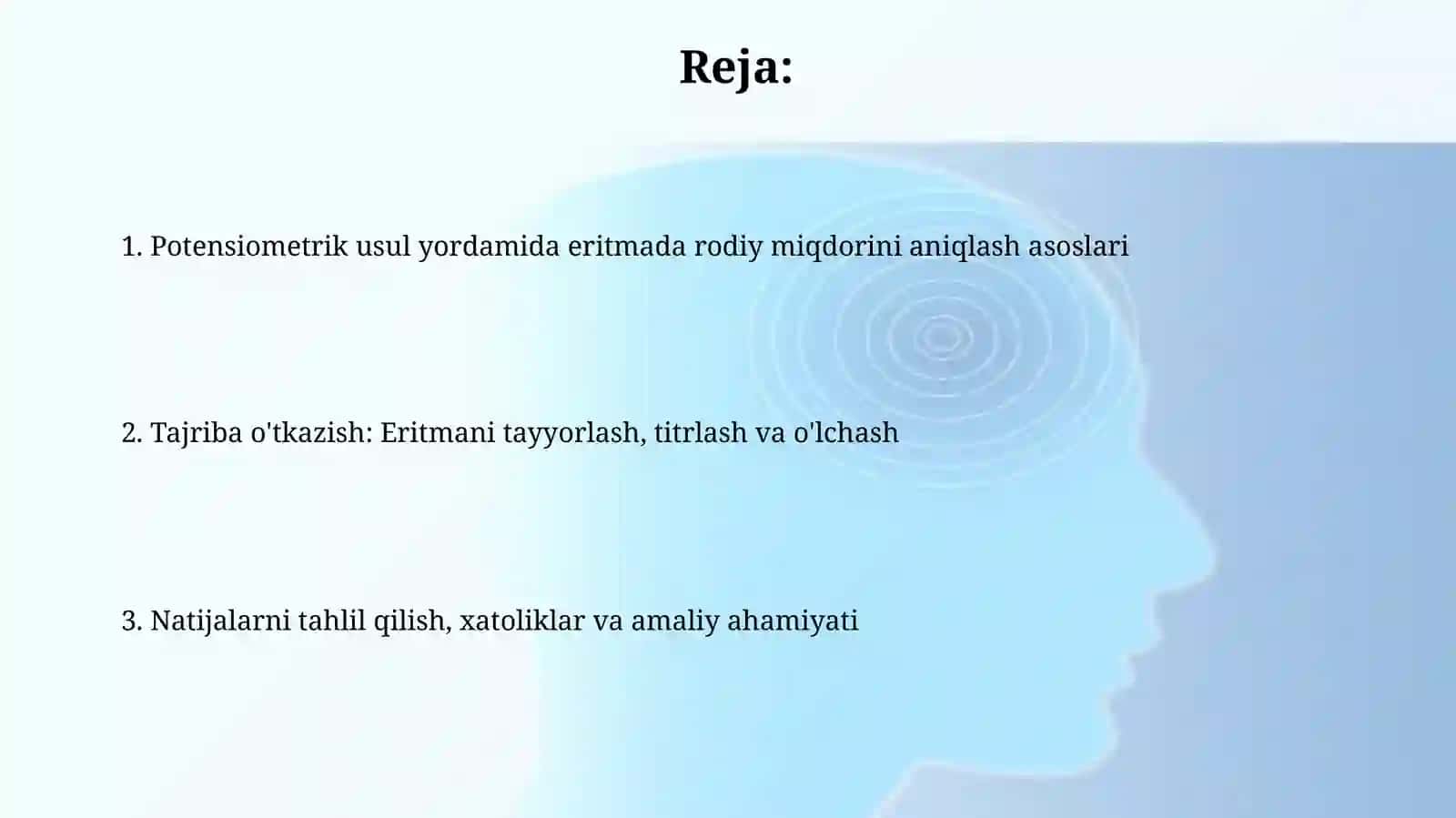 Potesiometrik usuli bilan eritmalarda Rh ni aniqlash 2