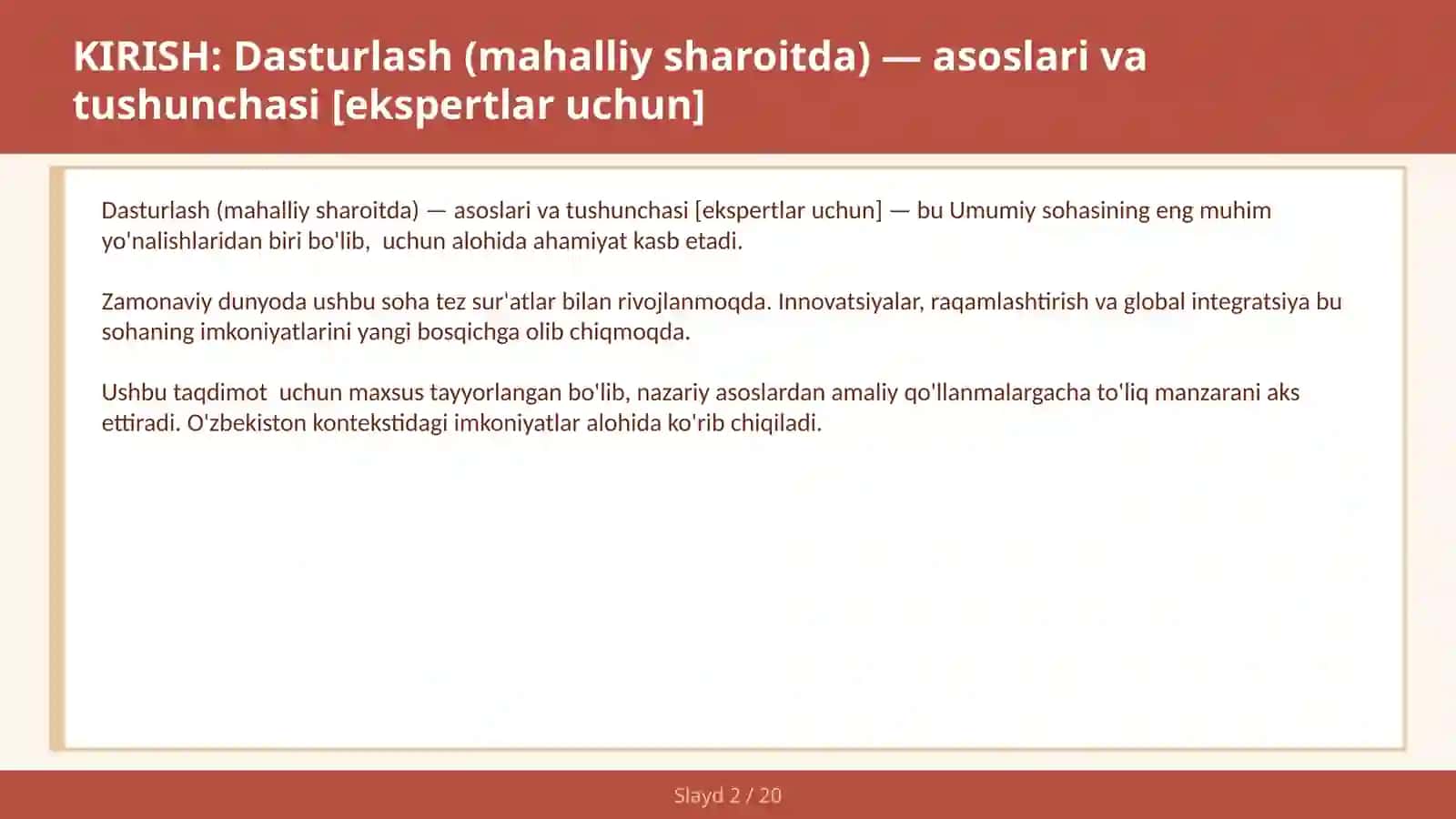 Dasturlash (mahalliy sharoitda) — asoslari va tushunchasi [ekspertlar uchun] 2