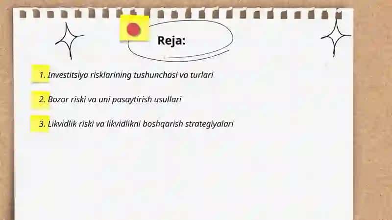 Investitsiya risklari va ularni pasaytirish yullari 2