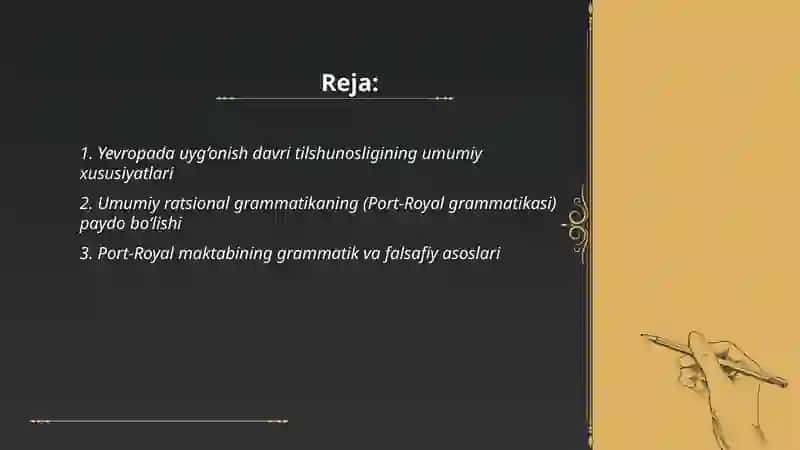 Yevropada uyg‘onish davri tilshunosligi (rus ta‘limoti) 2