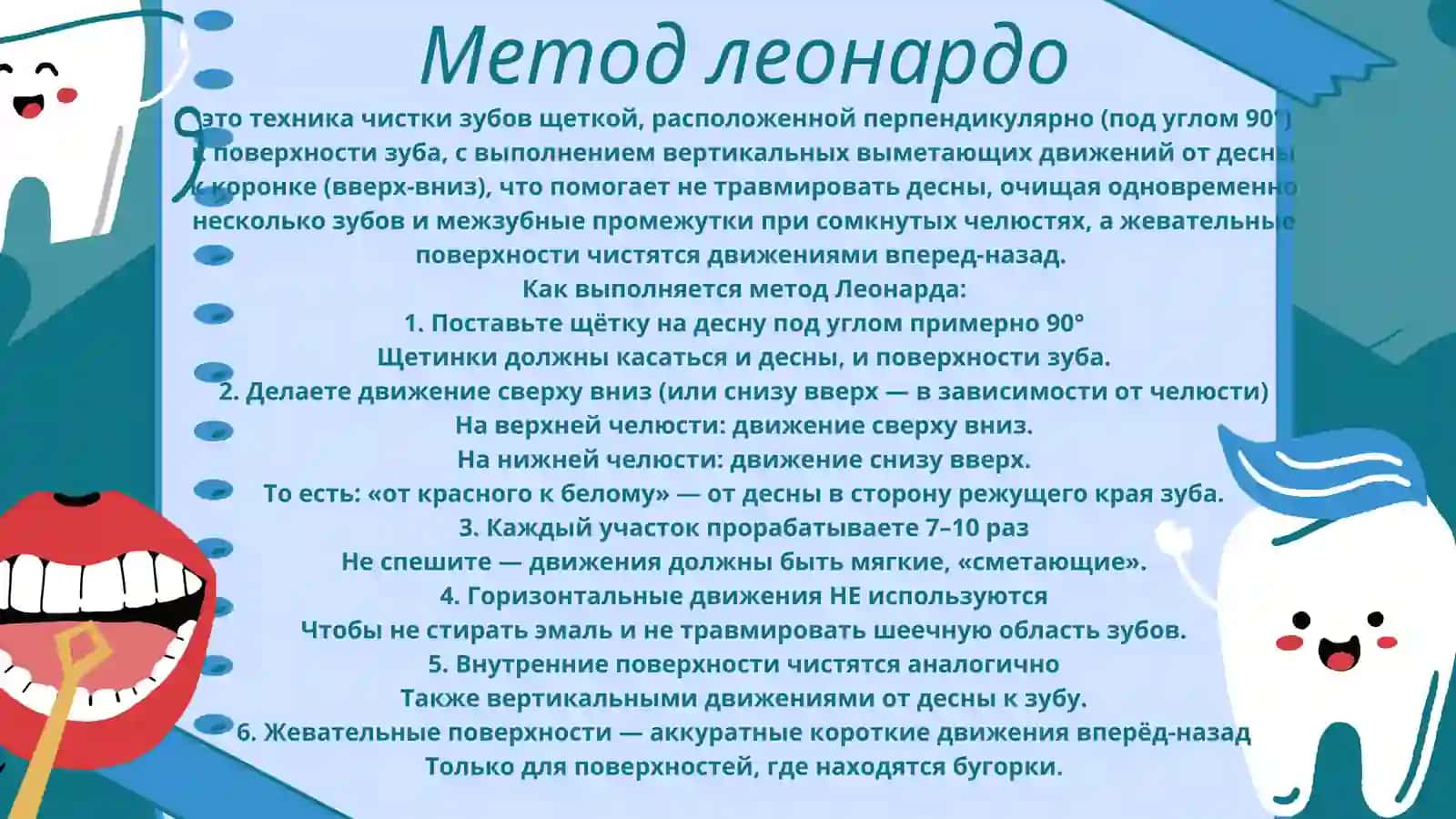 Метод Леонарда. Техника чистки зубов 2