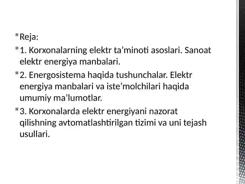 Korxonalarning elektr ta’minoti asoslari 2