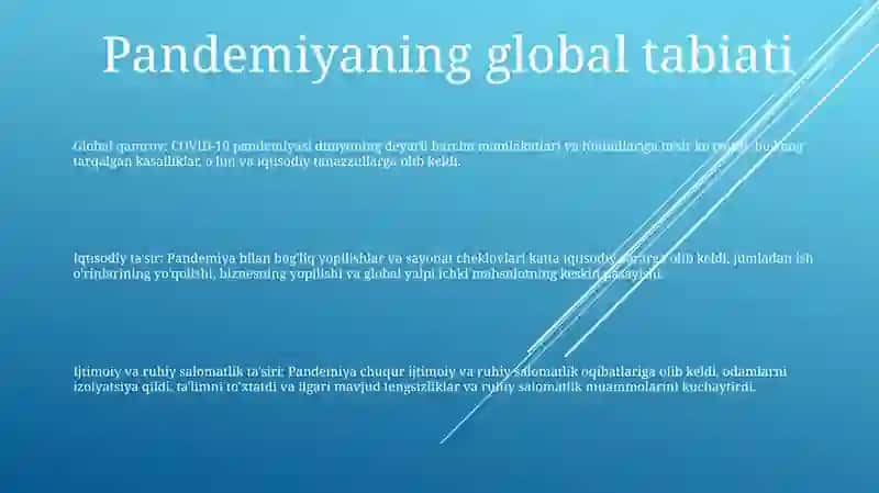 Pandemiya 21-Asrning Global Muammosi Va Uning Oqibatlari 2