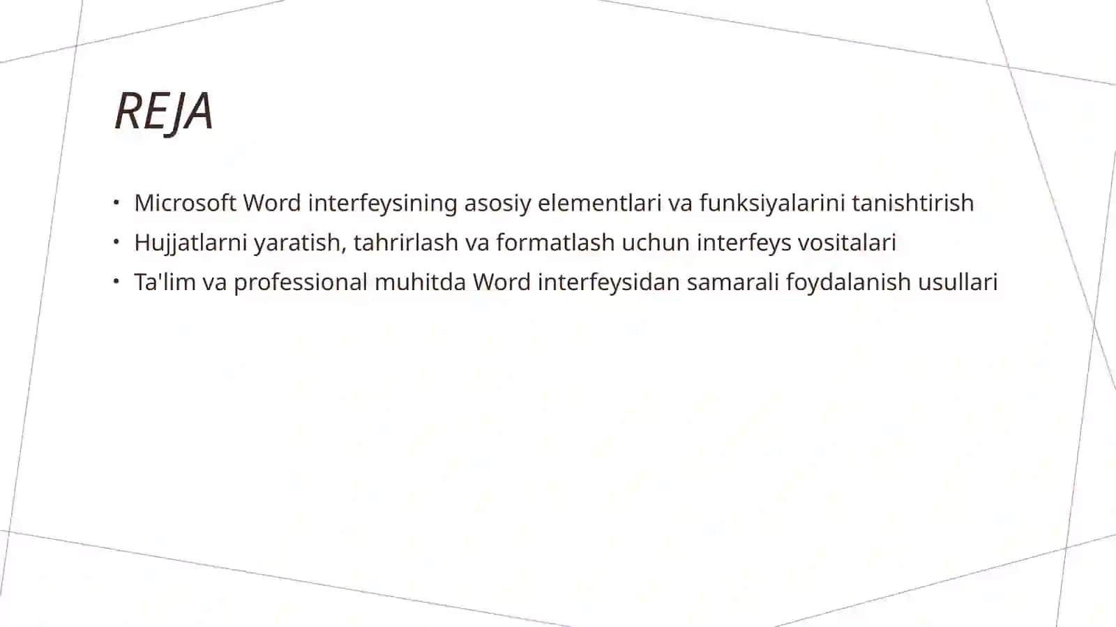 Microsoft Word interfeysiga kirish 2