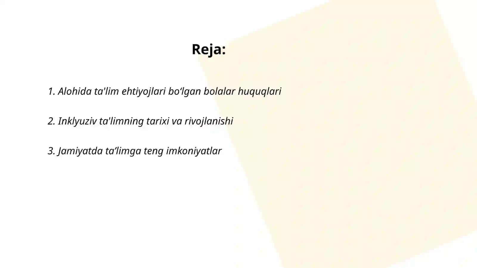 Jamoatchilik oʻrtasida alohida taʼlim ehtiyojlari boʻlgan bolalarning bilim olish huquqi, inklyuziv oʻqishning mazmun-mohiyati haqida tushuntirish ishlarini olib borish 2