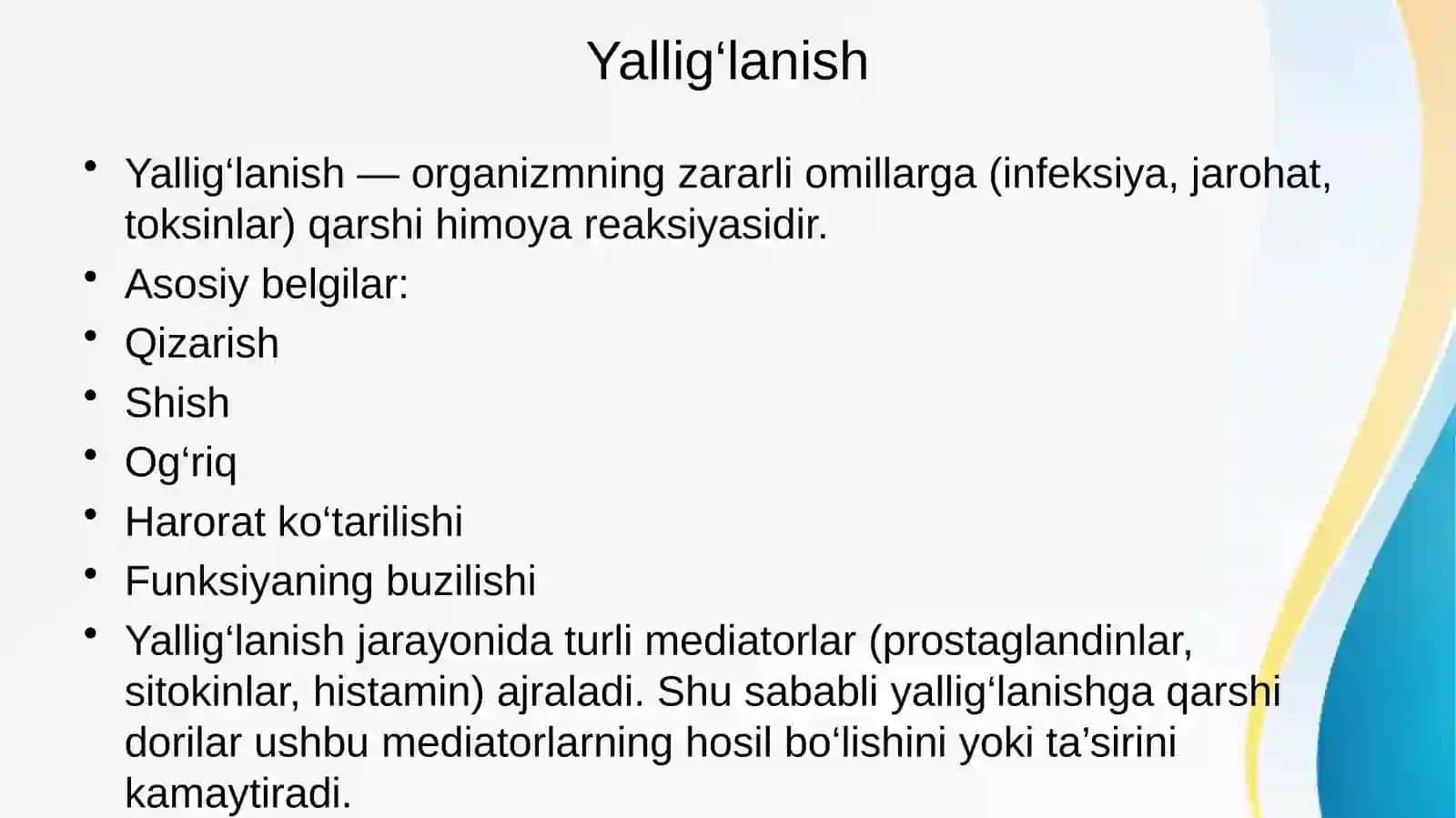 Yallig’lanishga qarshi dori vositalari klinik farmakalogiyasi 2