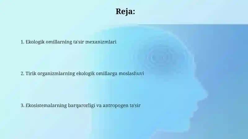 Ekologik omillarning tirik organizmlar bilan g'atashish mexanizmlari 2