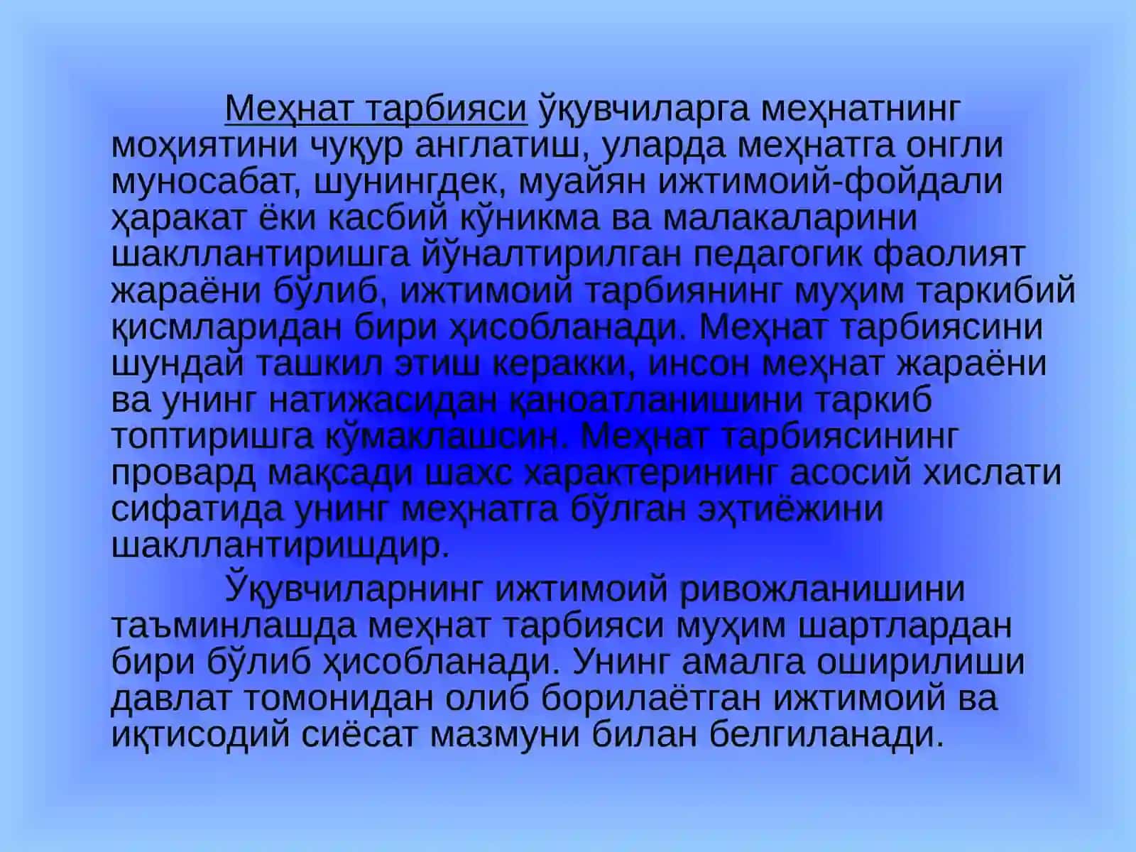 MEҲНАТ ТАРБИЯСИ 2