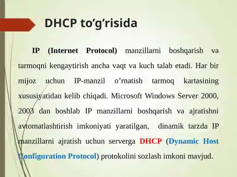 DHCP tarmoq protokoli 2