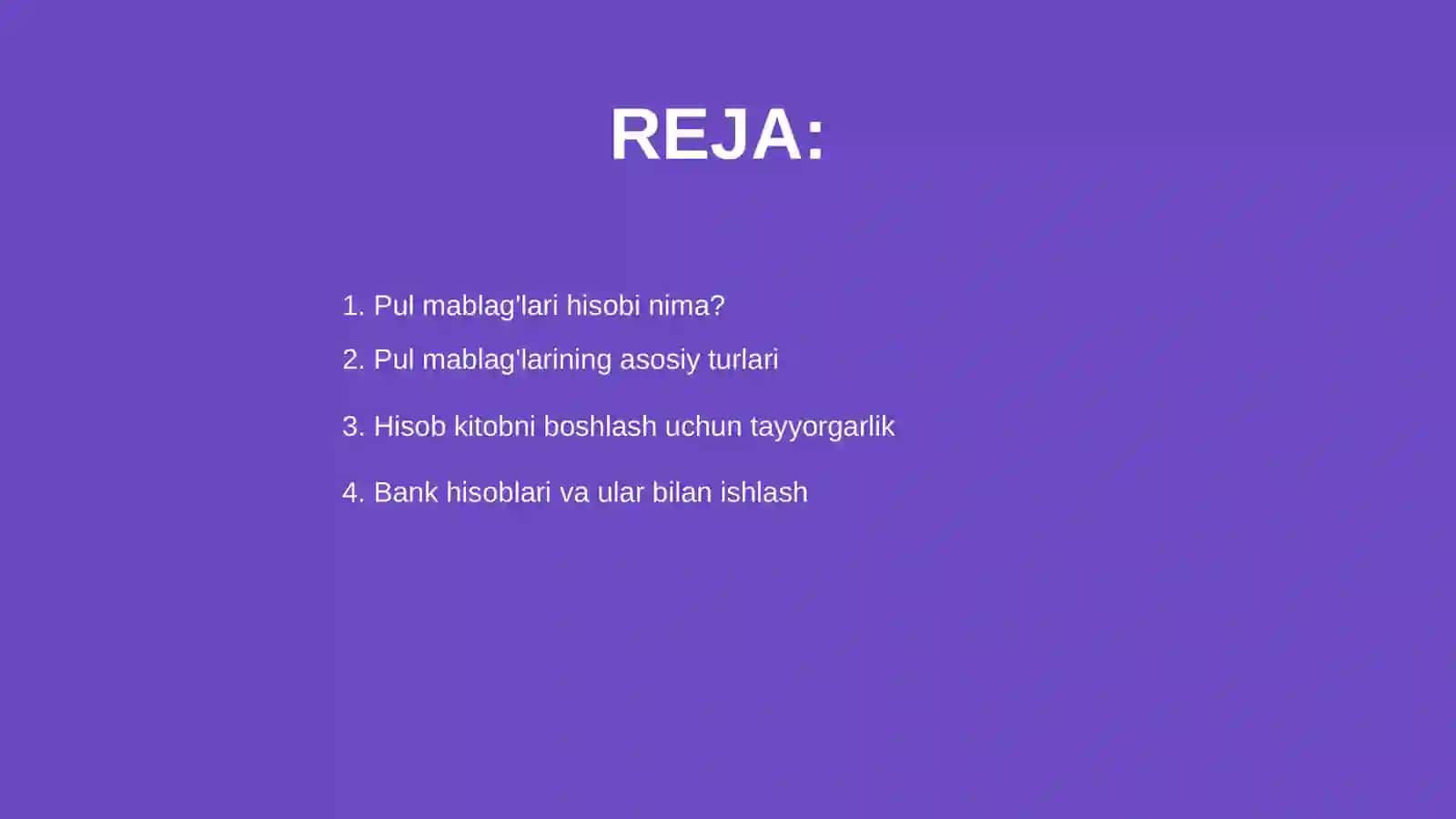Pul mablag'lari hisobi 2