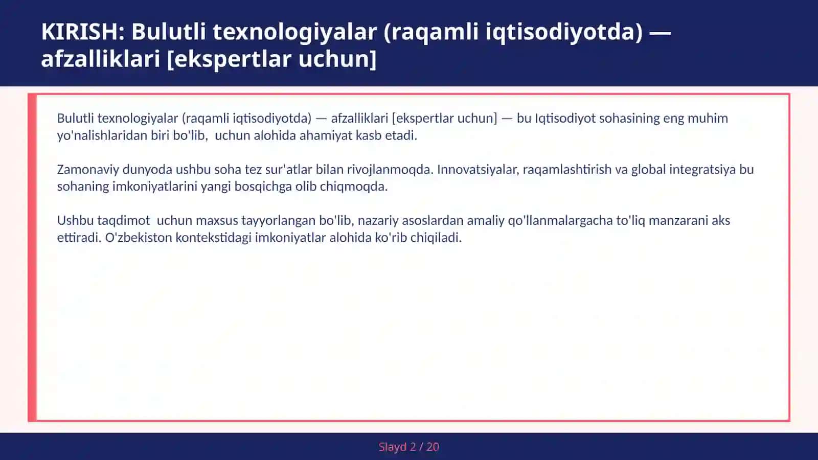 Bulutli texnologiyalar (raqamli iqtisodiyotda) — afzalliklari [ekspertlar uchun] 2