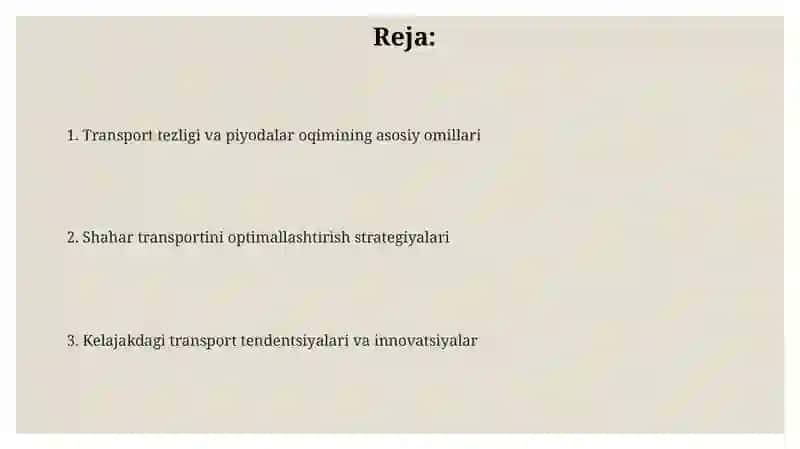 Transport va piyodalar oqimining tezligi 2