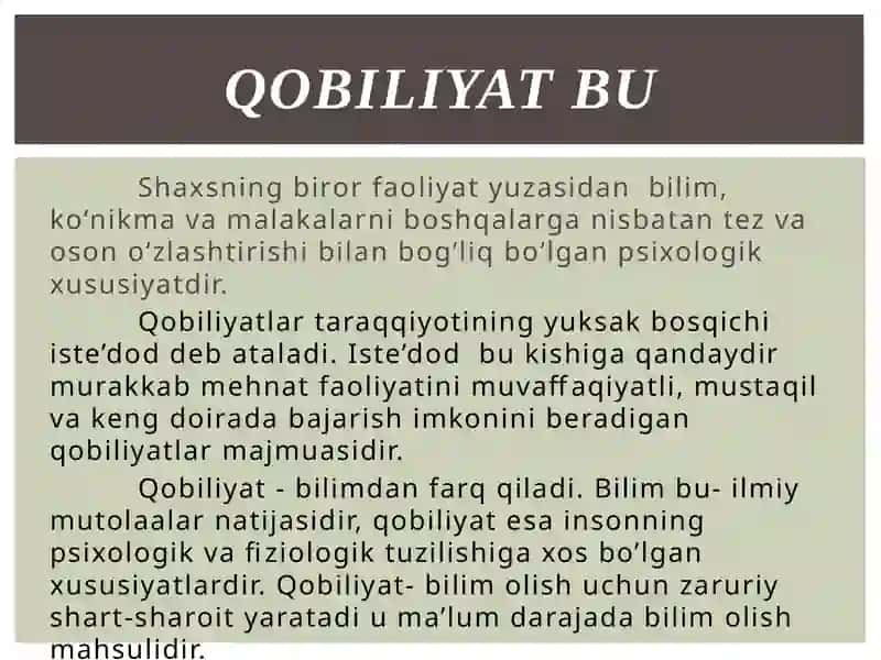 PEdagogik qobilyat pedagogik mahoratning asosi sifatida 2