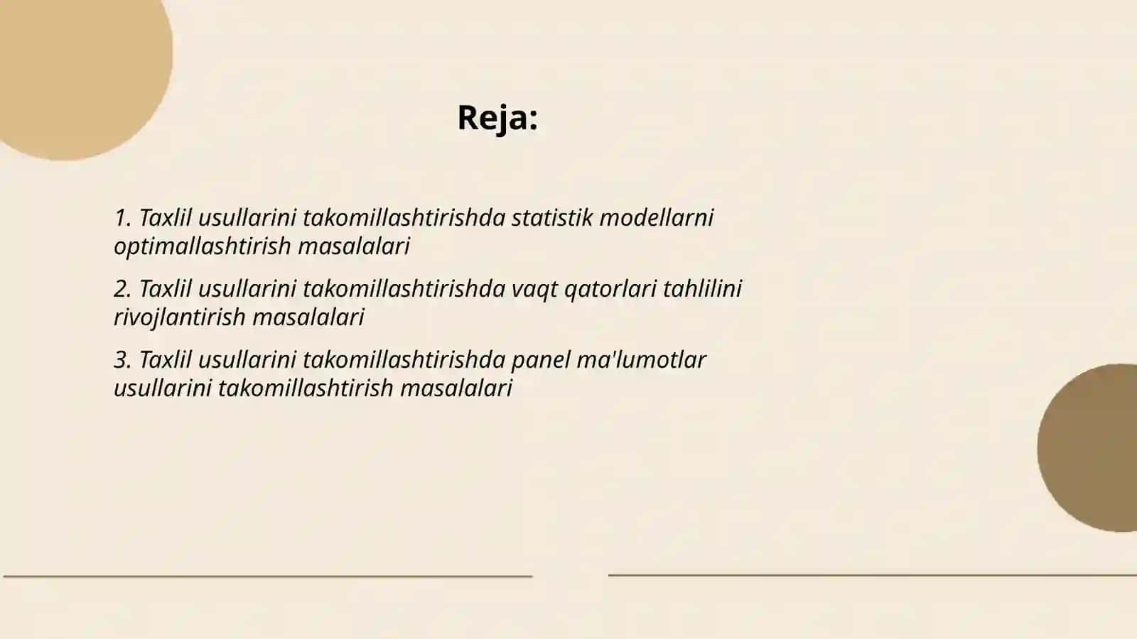 Taxlil usullarini takomillashtirish masalalari 2